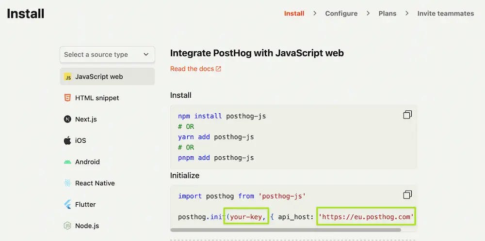 Posthog Install Instructions